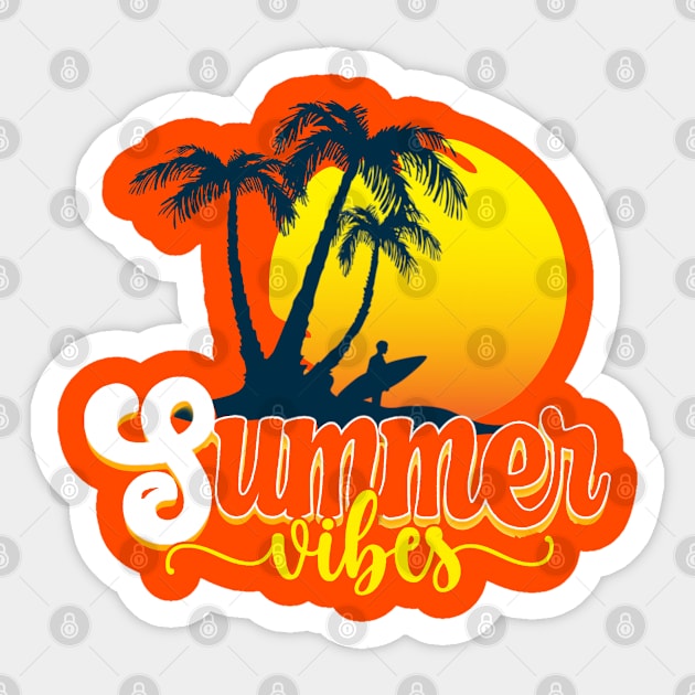 Summer Vibes Surfer Beach Sunset Sticker by KZK101